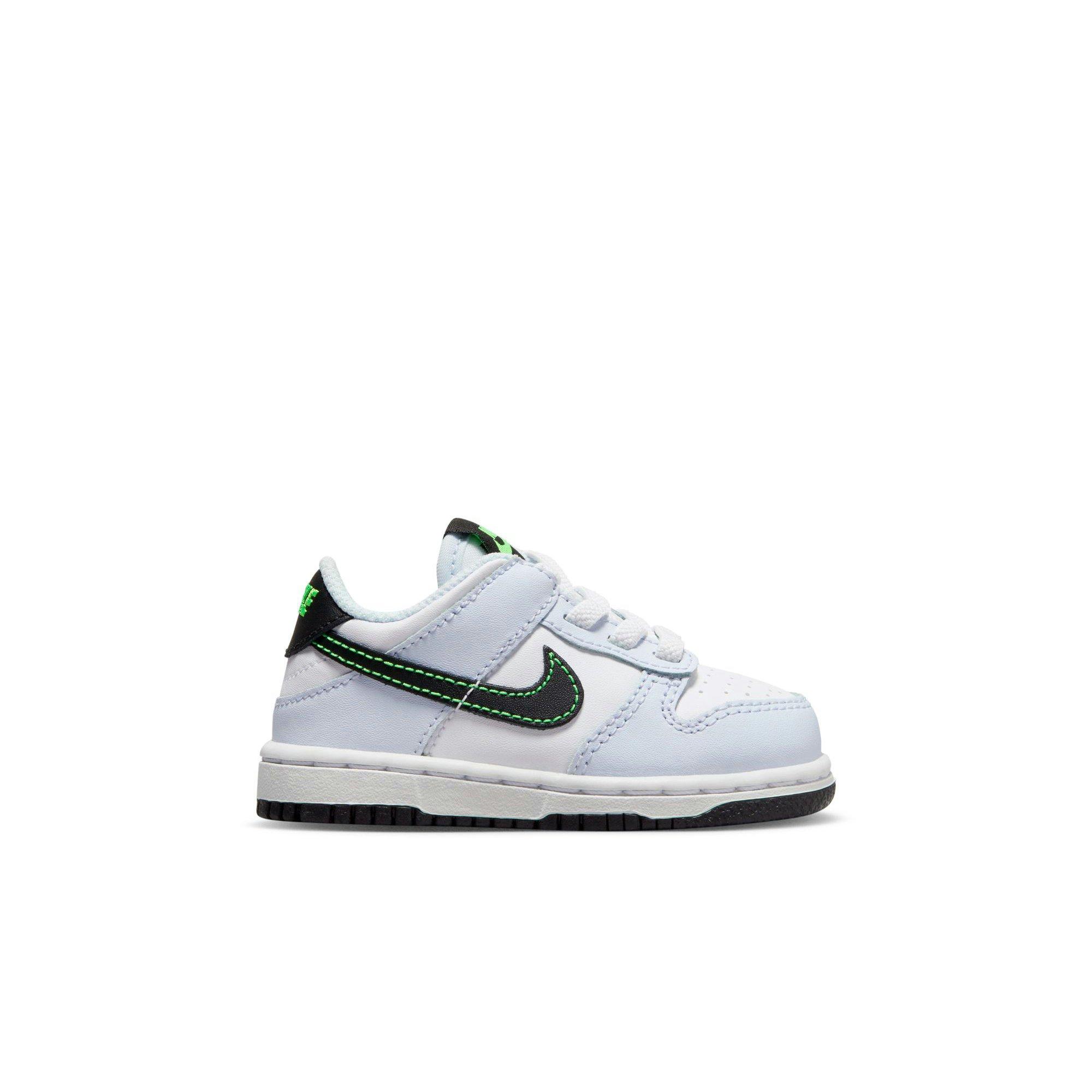 Nike Dunk Low "White/Black/Football Grey/Green Strike" Toddler Boys' Shoe - WHITE/BLACK